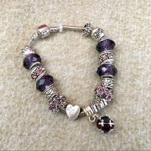 Be My Valentine Purple Jewel Charm Bracelet